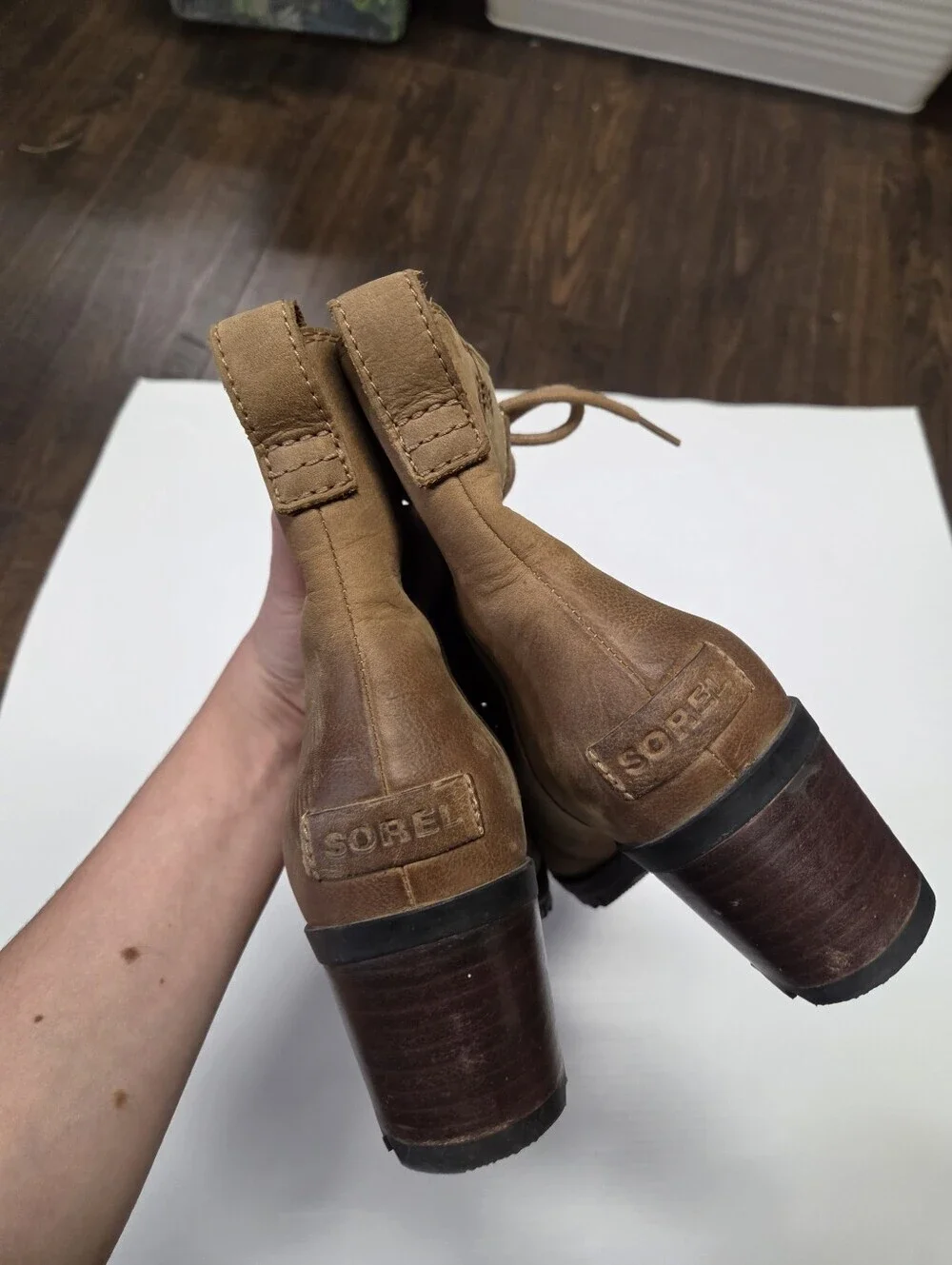 Sorel Womens Cate Boot Size 7 Waterproof Brown Leather Lace Up Block Heel Bootie